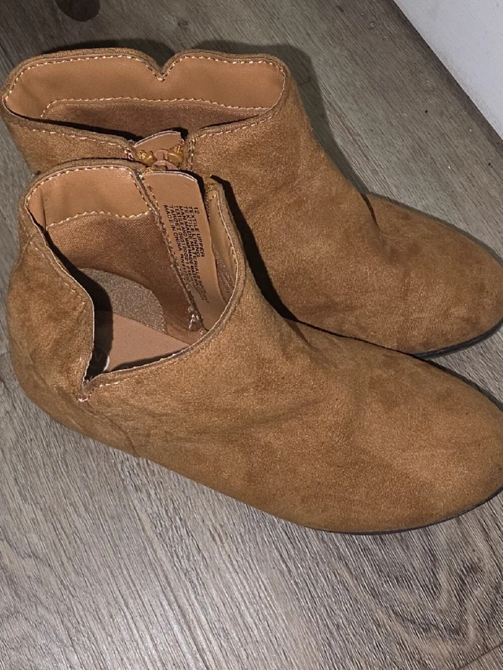 Cat & Jack Kids Brown Suede-Look Ankle Boots with Side Zip